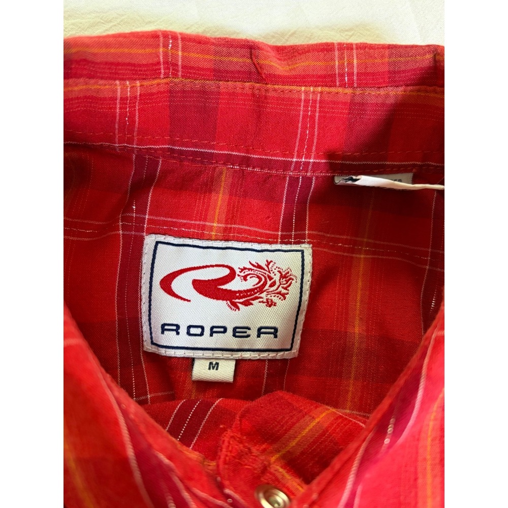 Vtg ROPER Red Plaid Pearl Snap Western Shirt~Womens M~Sleeveless Cowgirl Rodeo - Picture 2 of 14